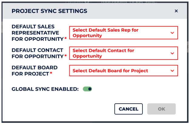 CW sync settings