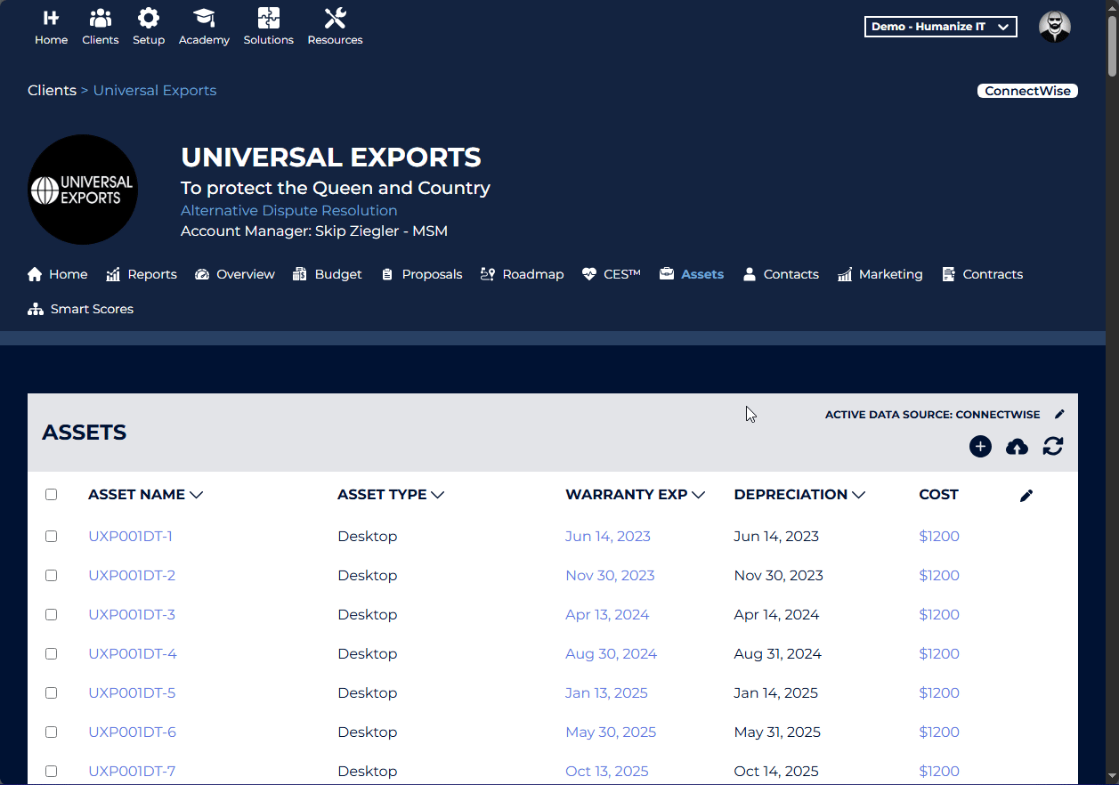 customize asset columns